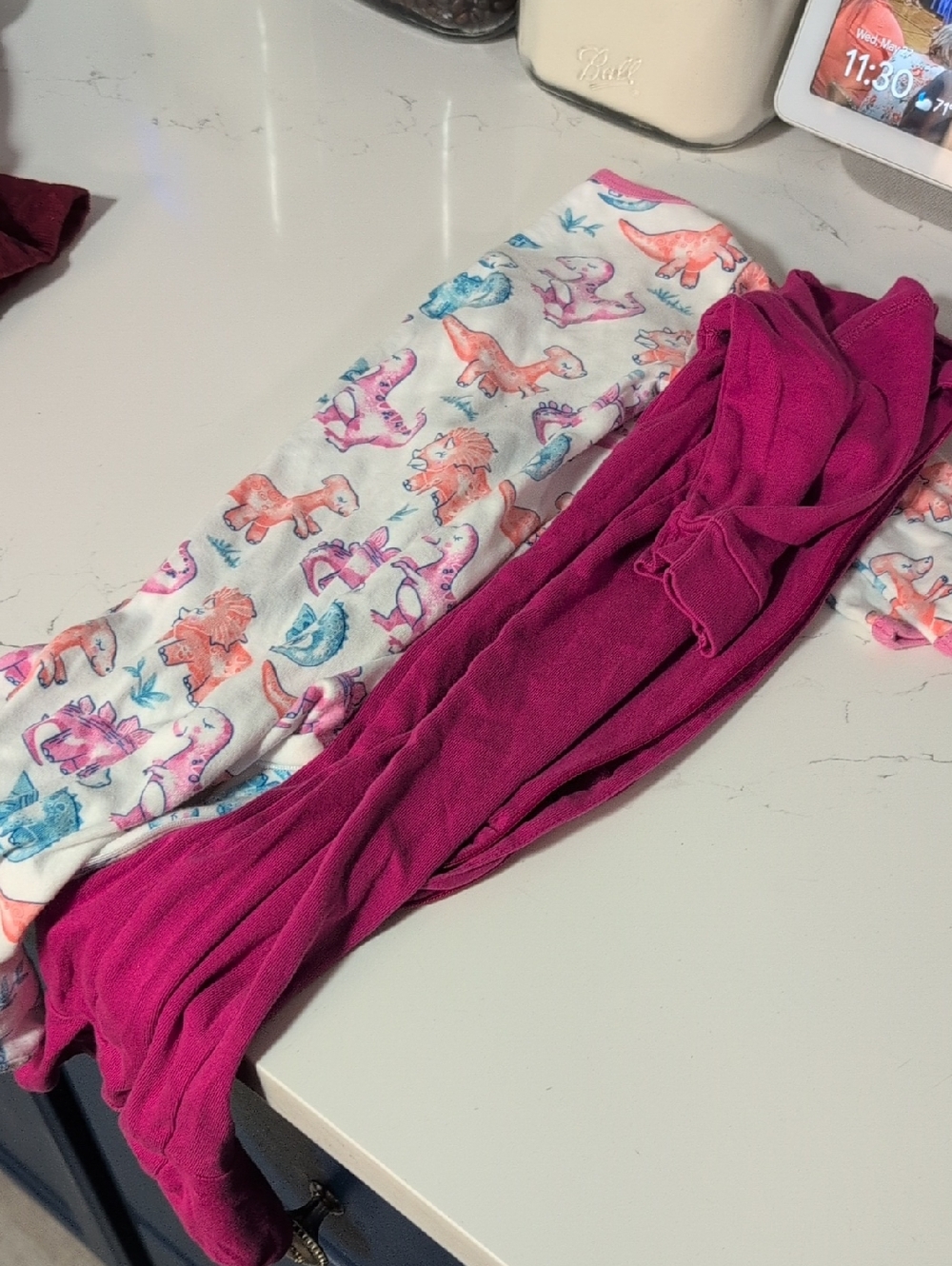 Girls' Magenta and White Dinosaur Print Pajama